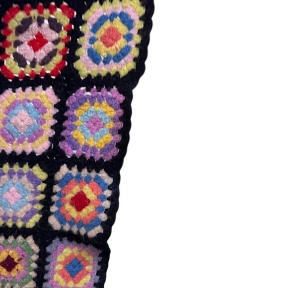 Handmade Multi-Color Granny Square Crochet Blanket Throw 60" X 48" Wool For Home - Picture 3 of 5